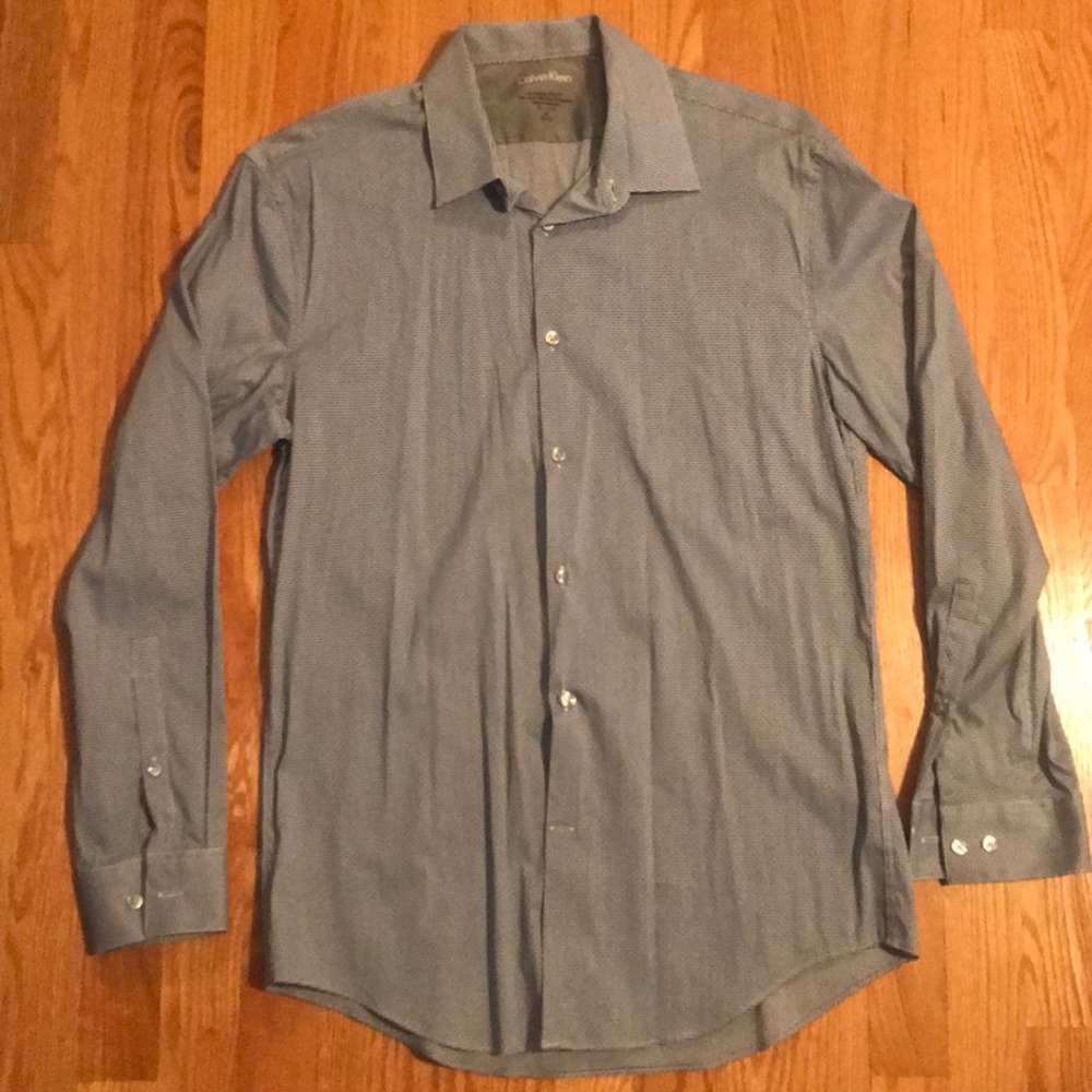 Navy blue patterned dress shirt